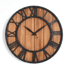 Garden Clocks Outdoor 18 Inch Large Iron Wooden Vintage Wall Clock Battery Operated Quartz Clock