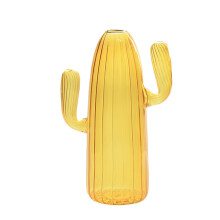 Cactus Glass Vase for Desk Decorations Fashionable-Yellow C