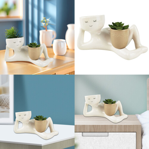 Fake Succulents Plant Artificial Human Shaped Resin Pots Cute 1