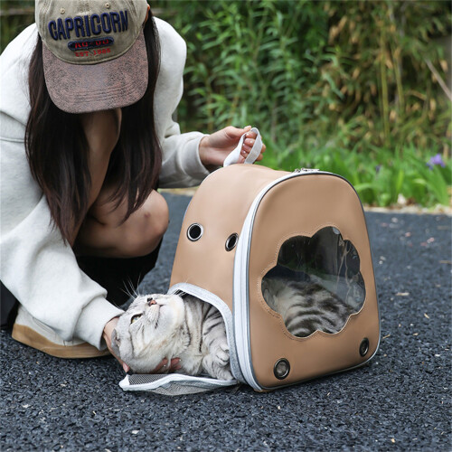 Portable Cats Backpack for Travel Featuring Canvas and-Brown 2