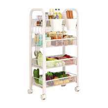 Elegante mobiele keukenmand Koolstofstaal-Wit 4-laags
