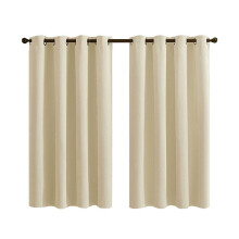 Polyester Eyelet Curtains 84Inch Long 2 Panels Beige Blackout Drapes for Living Room 42Inch W x 84Inch L