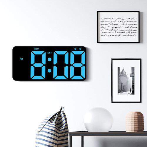 Easy to Read Digital Wall Clock with-Black shell green li 2