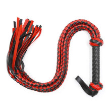 Artificial Leather Whip SM Flogger Spanking Crop Cosplay Sex Toy, Black/Red