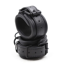 Padded Faux Leather Sex Cuffs Bondage Restraints Kit Handcuffs And Ankle Cuffs Set Black 3 Pack Soft Padded Design