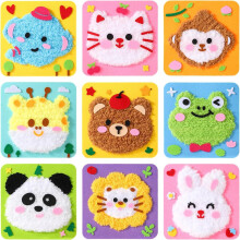Embroidery Dolls Set for Kids  Cartoon Animal Sewing and Craft Kit Learning Tools Felt for Sewing and Yarn