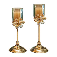 Candle Holders Gold Metal Pillar Candle Holder Crystal Hurricane Candleholders Wedding Centerpieces Candlesticks