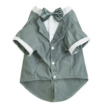 Pet Bowknot Collar Shirt with Tuxedo Shape Dogs Clothes-Gray M