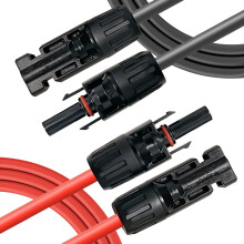 Professional Connection Cable Extension Cable 6 mm/4 mm Solar Cable with Mounted Solar Plug on Both Sides Red and Black Lines (4 mm/2 m) 4mm/2m