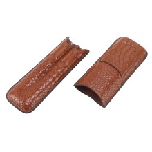 Elegant Cigar Accessories, 2-Finger Cigar Humidor With Crocodile Pattern Leather, Portable Leather Cigar Case For Special Occasions (Artificial Leathe