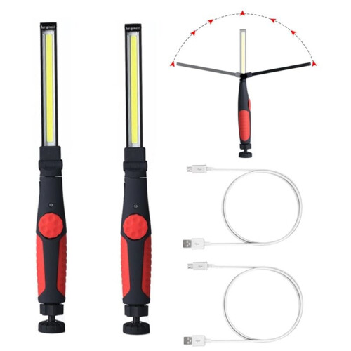 Magnetic Base LED Work Light Rechargeable, Portable Work Light with Multi-Angle Illumination and 5 Working Modes, USB Charging Flashlight for