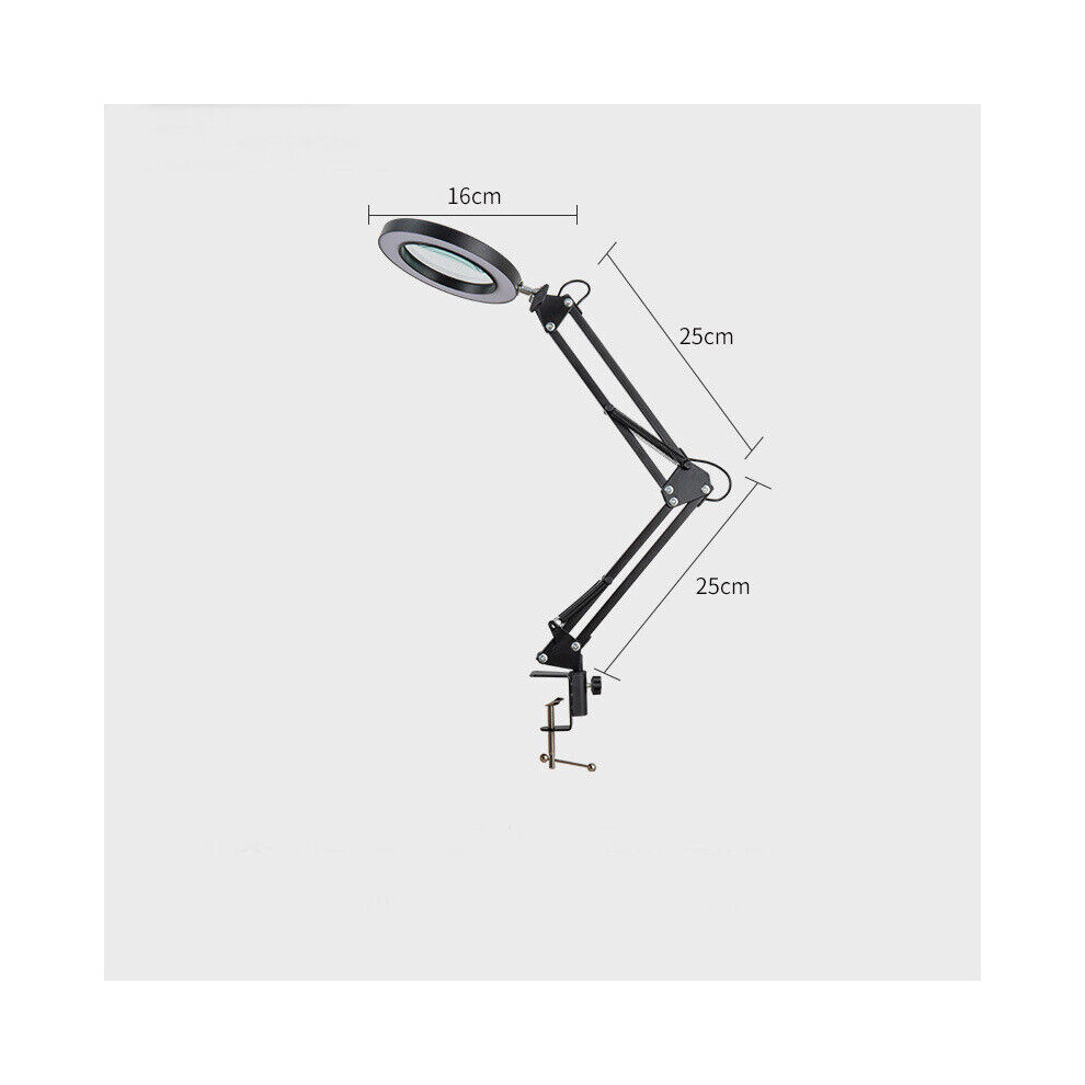 Light Magnifying Glass With And Stand, Led Magnifying Lamp 10X Optical Glass Magnifier With Stepless Dimmable 3 Color Modes, Adjustable Swing Arm For