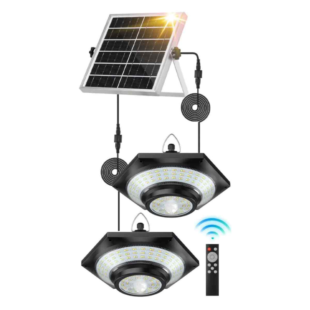 Solar Pendant Light Indoor Outdoor, Indoor Outdoor Solar Shed Lighting With Motion Sensor Remote Control 5 Lighting Modes, Daytime Use Constant On 9358999788951