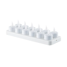 Flackernde, batteriebetriebene, flammenlose Kerzen mit USB-Anschluss und Ladestation, flackernde, wiederaufladbare Teelichter für Candlelight-Dinner