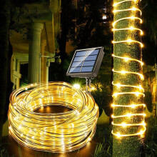 Flexible Solar Rope Lights for Landscape Lighting, Energy Saving LED Rope Lighting with 8 Lighting Modes, Waterproof Solar Powered Lights for Yard