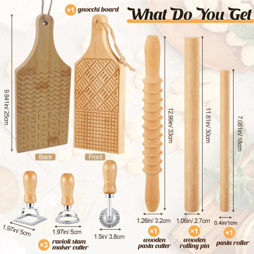 Pastas Making Set for Gnocchi and Ravioli Includes Wood Board 1
