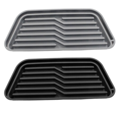Refrigerator Drip Tray Nonslip Silicone Plate for-Black Square 2
