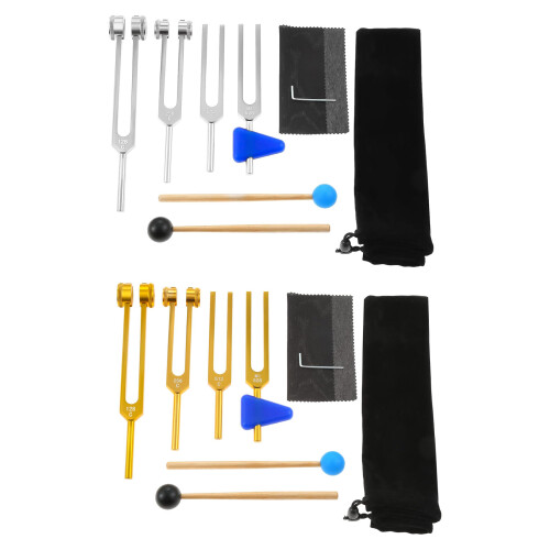 4 Pack Tuning Fork Set Sound Healing Tool Metal Texture-silver 1