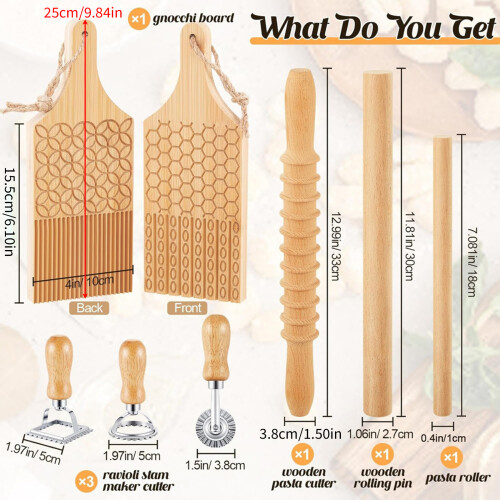 Gnocchi Pastas Making Set Includes Wood Board Ravioli Stamp 1