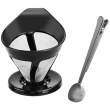 Passoires à café en acier inoxydable avec-Noir avec clip spoo