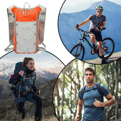 Hydration Pack  Jogging Daypack  Breathable Reflective Backpack for Running, Cycling, Hiking Orange C 2