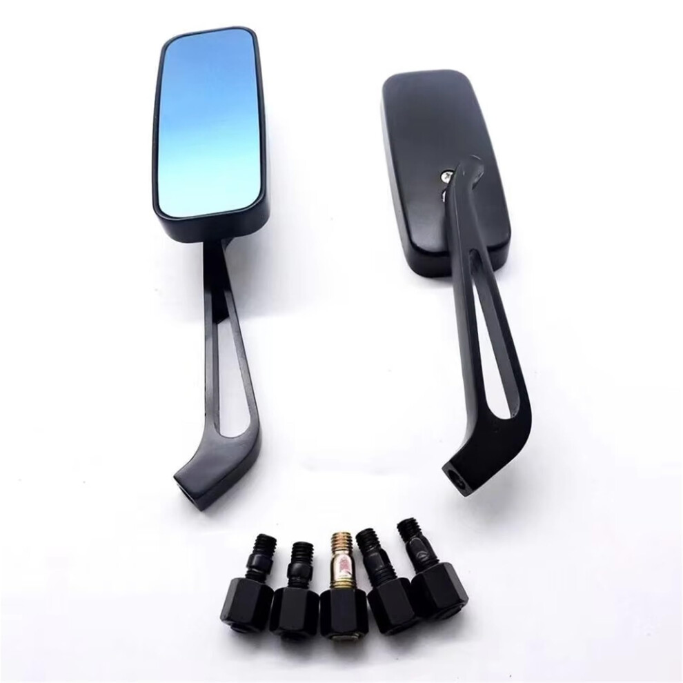 Bar Mirrors Motorcycle 8Mm 10Mm Universal Side Mirror Handlebar Rear View Mirrors Rectangle Frame Smoke Lens Black/Blue 9189345042102