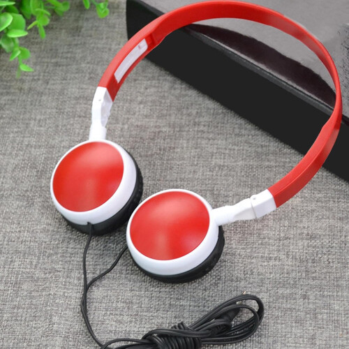 Wired OverEar PC Gaming Headset with Noise Cancelling Mic, Foldable for Computer Tablet Wine Red 1