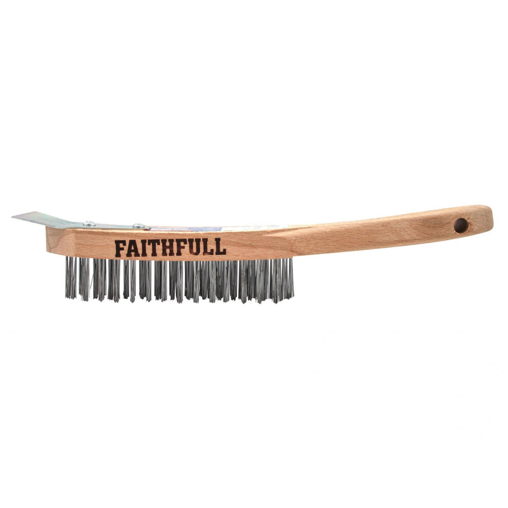 Faithfull Heavy-Duty Scratch Brush With Scraper - 4 Row