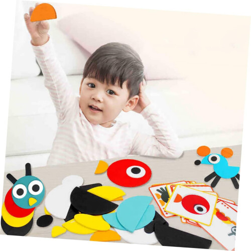 Wooden Pattern Blocks Sorting Stacking Games Preschool Toy 2