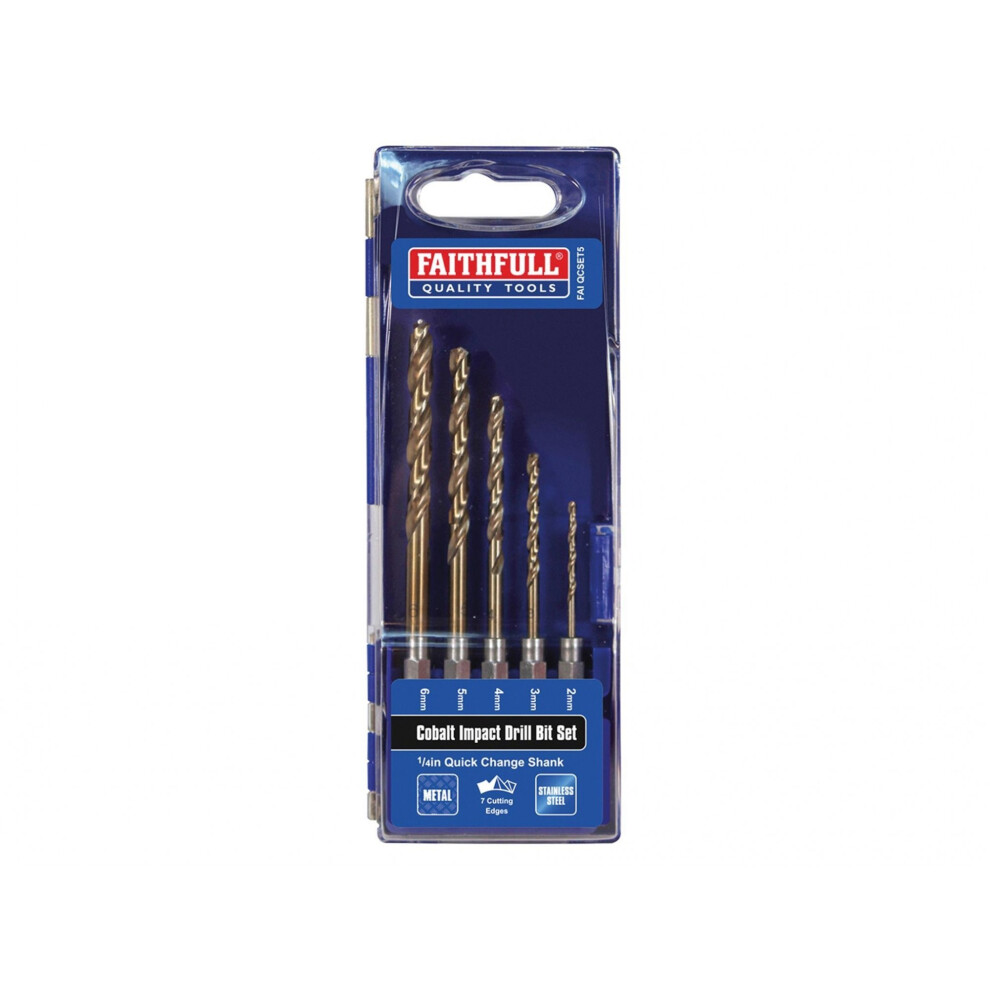 Faithfull Hsse M35 Cobalt Quick-Change Impact Drill Bit Set, 5 Piece 5063750418025