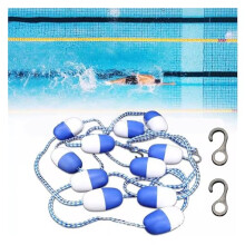 Floating Cordon Safety Rope Commercial Swimming Lane Divider With Stainless Steel Hooks Dia 2.8In 62ft/18.9m Long