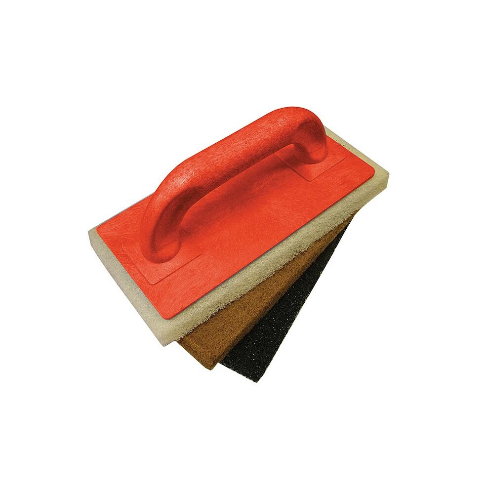 Faithfull Scouring Pad Holder + Fine Medium & Coarse Pads