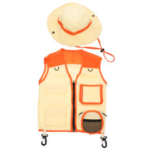 Explorer Clothing Outdoor Fishing Accessories Kit Mini Kit Jays Kid Explorer Vest Hat Explorer Hat for Polyester Green, orange