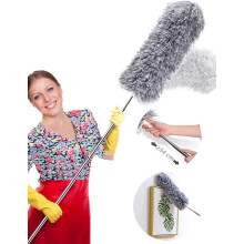 Extendable Ceiling Fan Duster Washable, Microfiber Head Detachable Duster for Furniture and Electronics Cleaning, Bendable Head for Multi-Angle Cleani