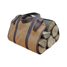 Canvas Log Carrier For Outdoor Adventures, Foldable Wood Transport Bag With Stable Bottom, Heavy Duty Firewood Tote For Camping, Reinforced Handles An