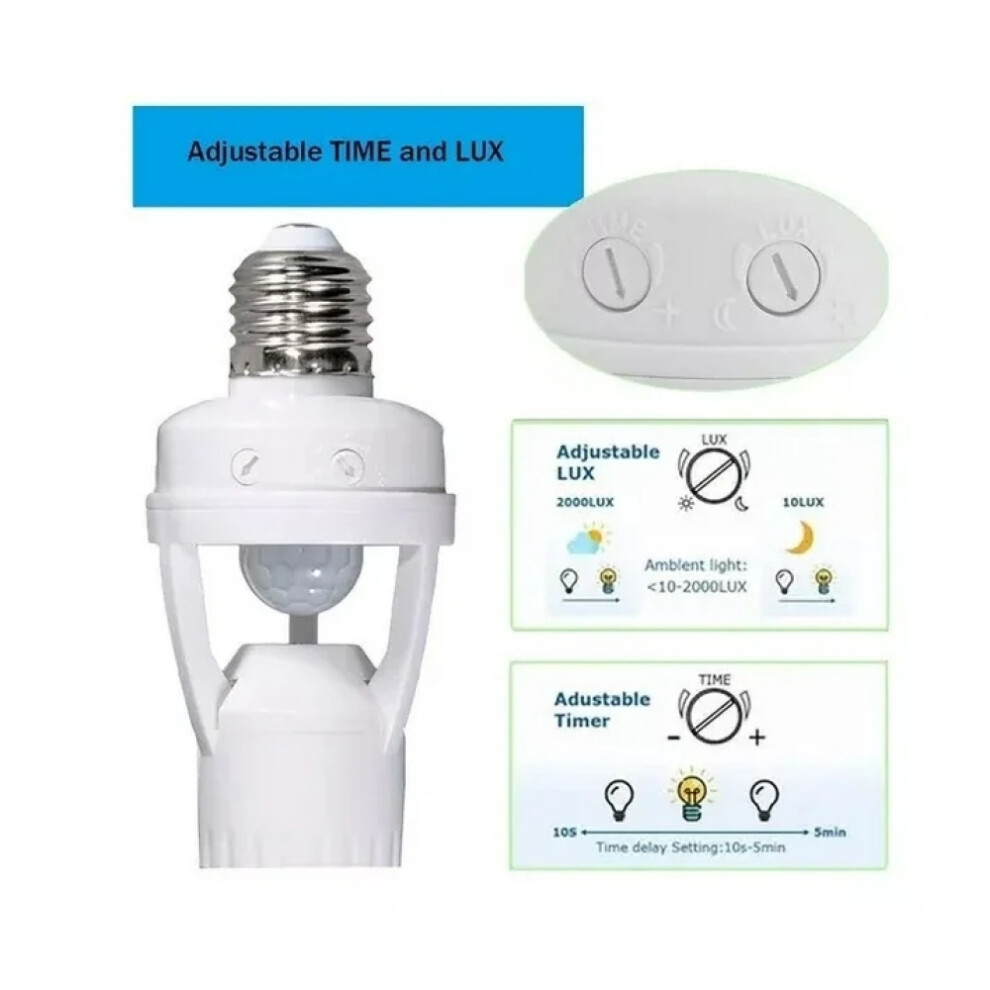 Motion Activated Light Sockets, E26 E27 Screw In Add On Off Motion Sensor Sockets For Existing Lights, Dusk And Dawn Auto Motion Sensor With 9128293362962