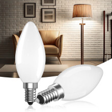 LED Candelabra Bulb, E12 Candelabra Base Non Dimmable LED Filament Bulb, Warm White Glow 2700K Frosted Glass Vintage Edison Style Candle Light, 4W