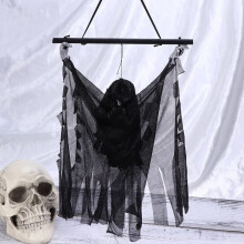 Scary Skeletons For Haunted House, Creepy Atmosphere Hanging Halloween Decorations With Illuminating Eyes, Moving Wings & Adjustable Arms,