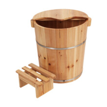Wooden Foot Bath Tub With Lid, Foot Soak Bucket For Home Spa, 14.17x15.75x11.81 Inch
