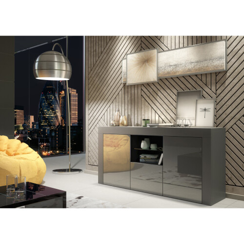 Sideboard 145cm Aurora - Dark Grey with Gloss Doors 1