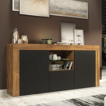 Sideboard 145cm Aurora - Dark Oak & Black Matt Doors
