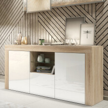 Sideboard 145cm Aurora - Oak & White Gloss Doors