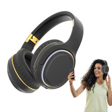 Over Ear Headphones Wireless Gaming Headset Foldable Bass Stereo Mood Light Travel Commuting Workout