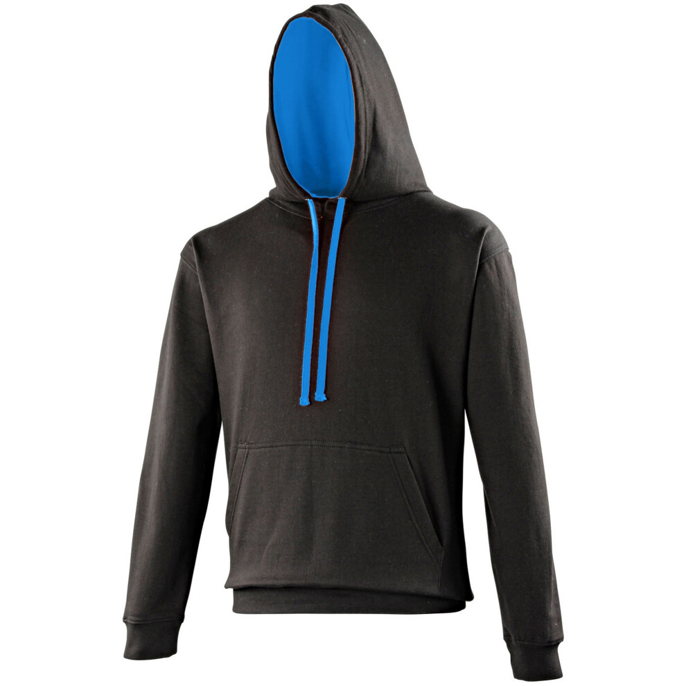 Awdis (Xl, Jet Black/Sapphire Blue) Varsity Hooded Sweatshirt / Hoodie Blue,Black