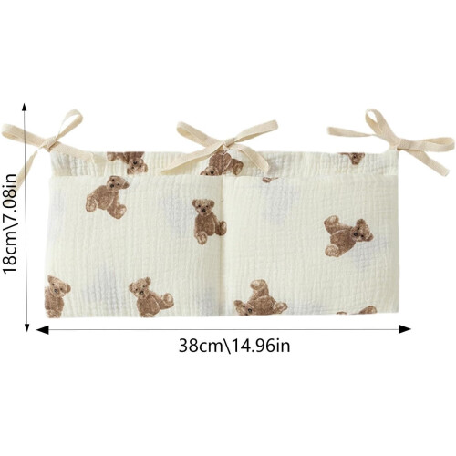 Nappy Caddy Organiser with 2 Pockets, Bedside Caddy for Cot, Nursery Boo Bear 2