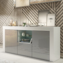 Sideboard 145cm Aurora - White & Grey Gloss Doors