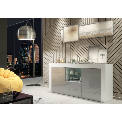 Sideboard 145cm Aurora - White & Grey Gloss Doors 1