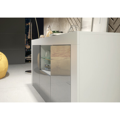 Sideboard 145cm Aurora - White & Grey Gloss Doors 2