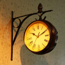 Wall Clock 13Inch DoubleSided Outdoor Garden Clock With Bracket Waterproof Wall Decor Classical Station Style