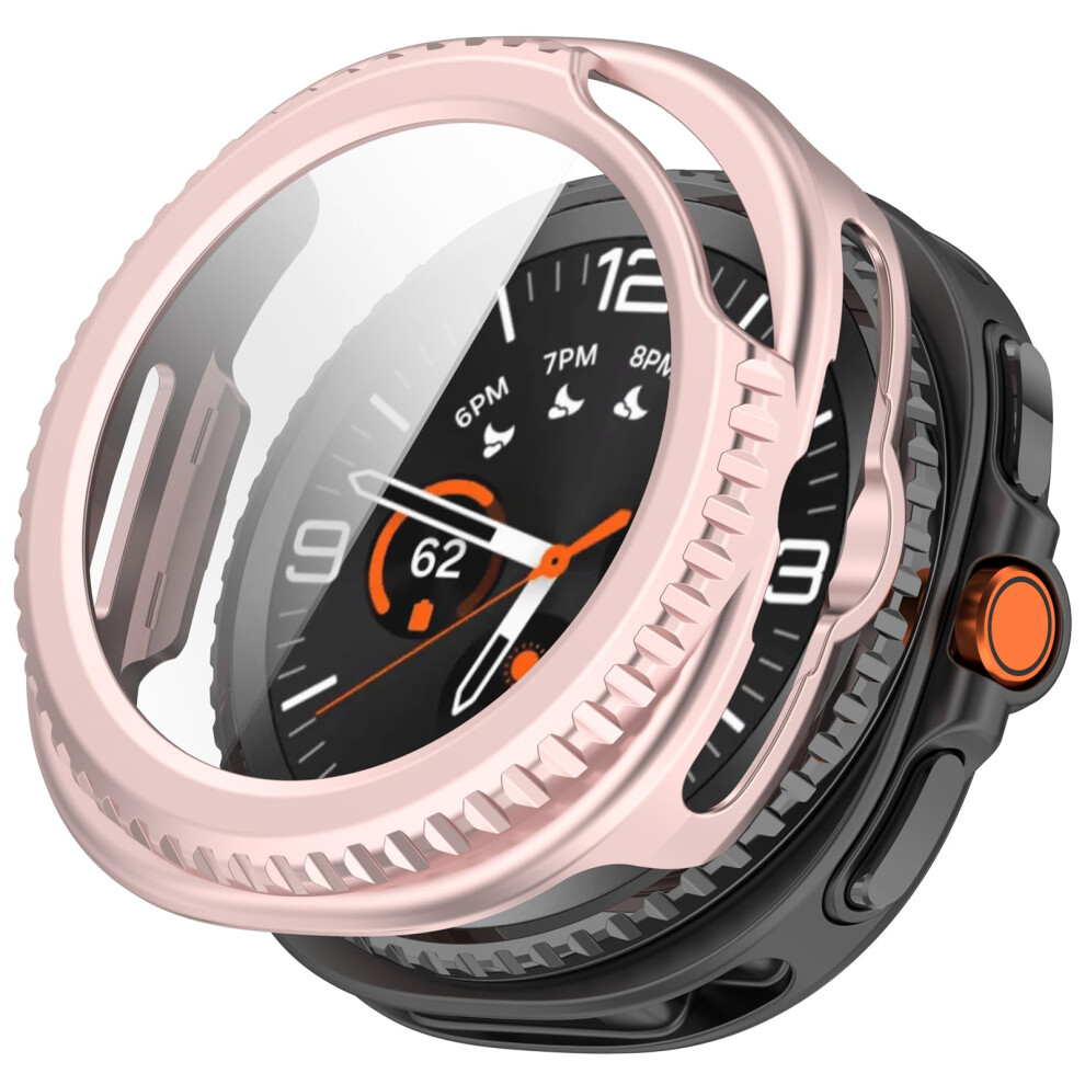 Tempered Glass Case For Samsung Galaxy Watch 8 Classic 46Mm, Builtin Tempered Glass, Hard Pc Bumper, Shockproof Pink 9365049913676